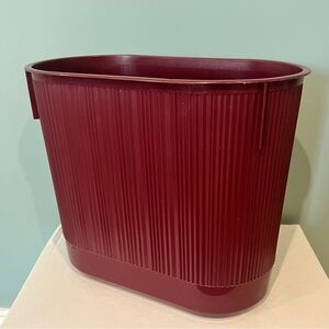 Vintage Rubbermaid 2954 Trash Can Wastebasket Maroon Ribbed Red Retro Kitsch